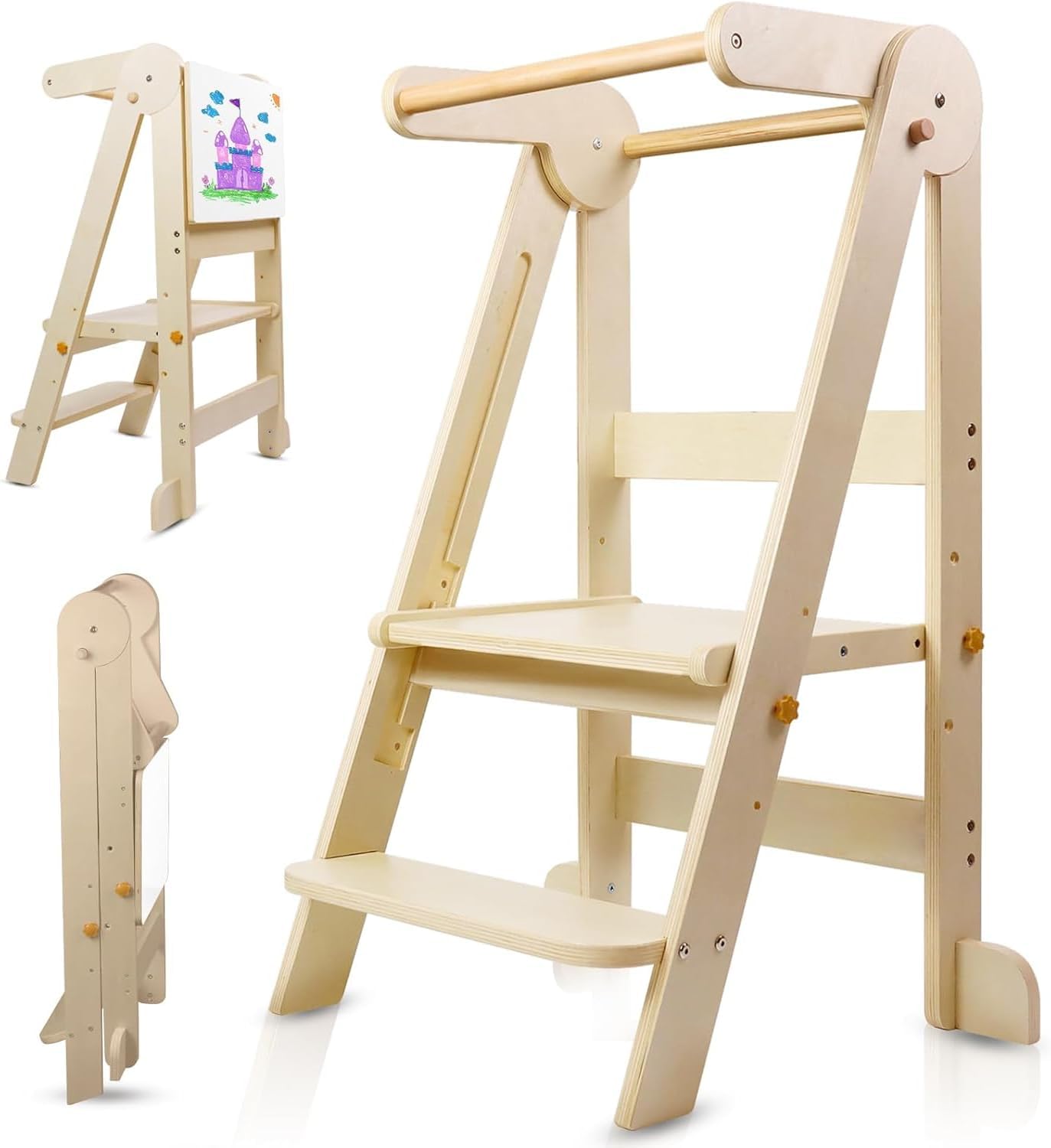 Toddler Learning Tower - Foldable Toddler Kitchen Tower, Baby Montessori