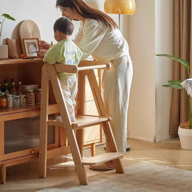 Toddler Learning Tower - 3-Height Children's Wooden Step Ladder, Montessori-Style