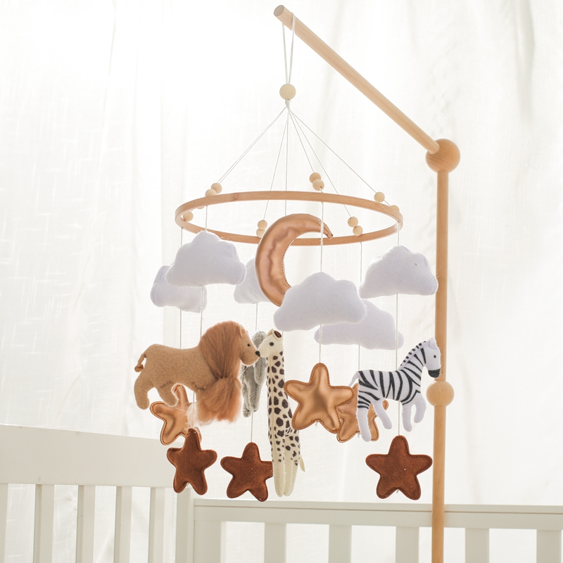 Baby Rattle Toy Set - Crib Mobile Bed Bell Wooden Baby