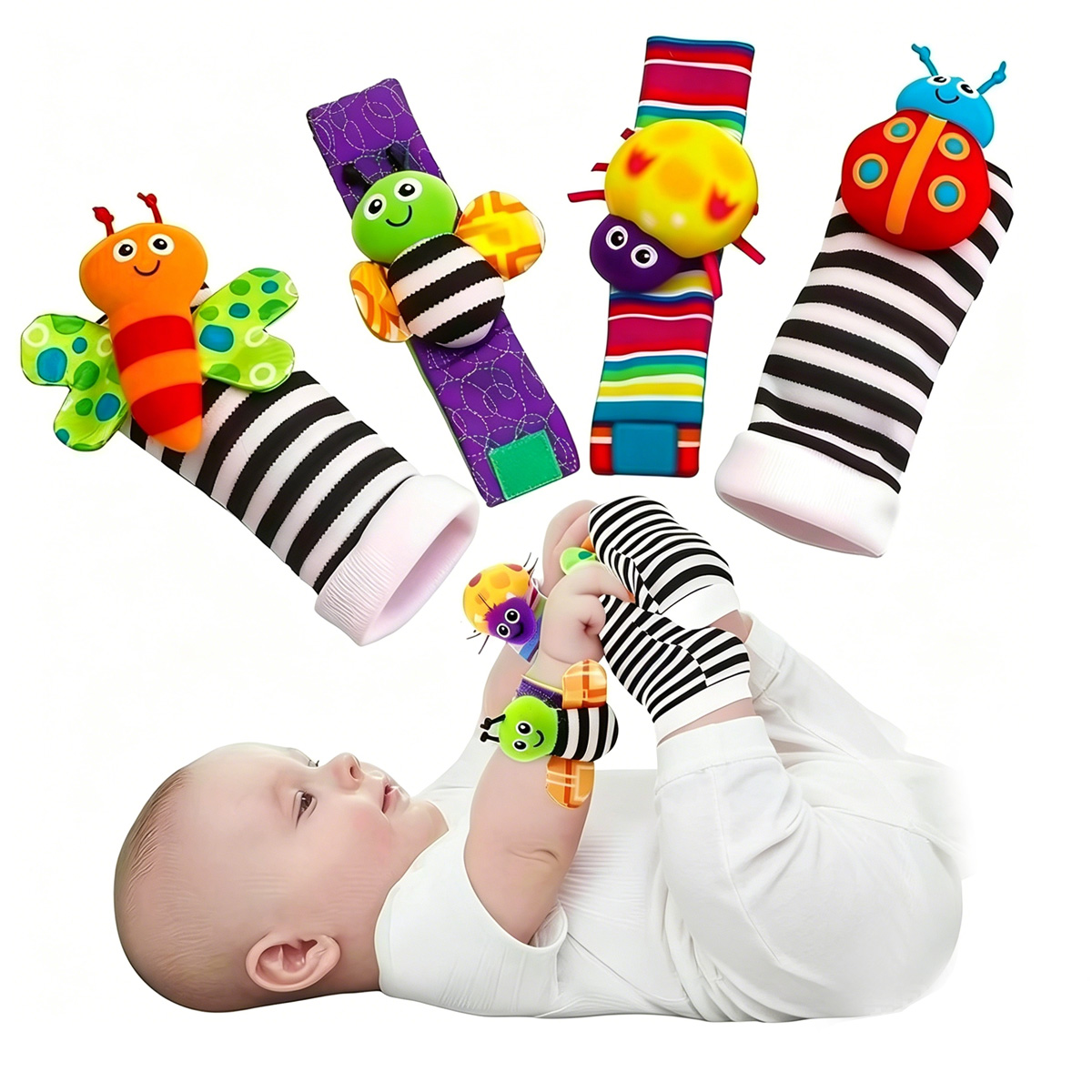 Baby Rattle Toy Set - 4pcs Baby Rattle Toys Cute Stuffed