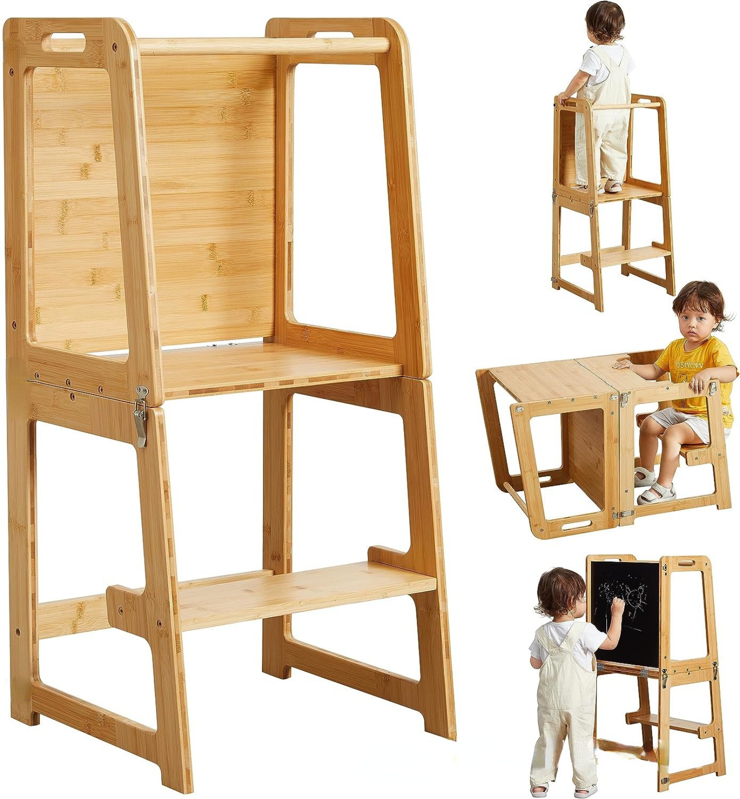 Toddler Learning Tower - Foldable Toddler Kitchen Tower, Baby Montessori
