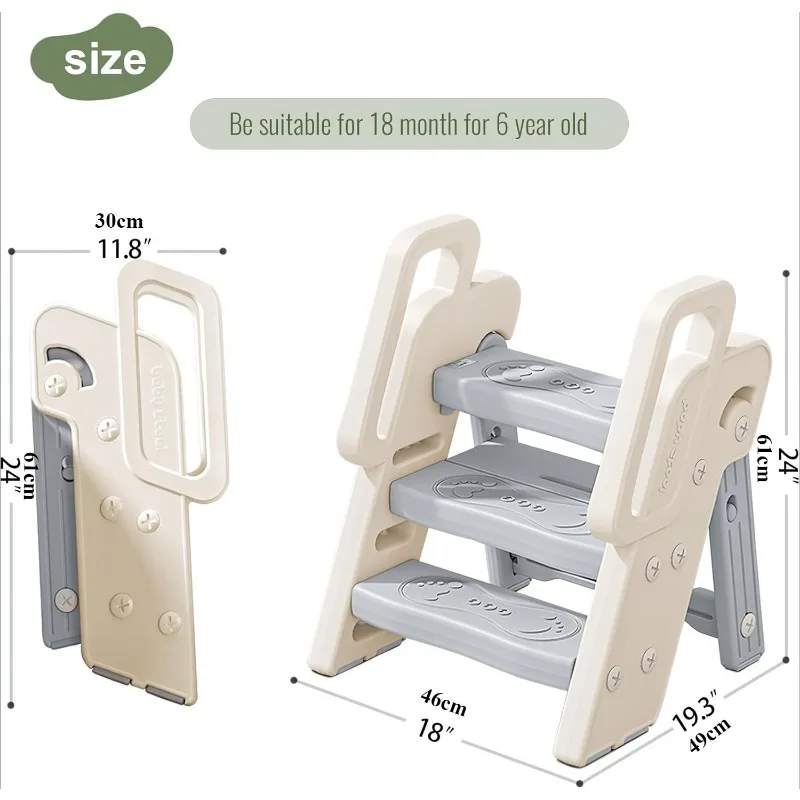 3 Step Stool with Handles Anti - Toddler Learning Tower ulasan dan harga