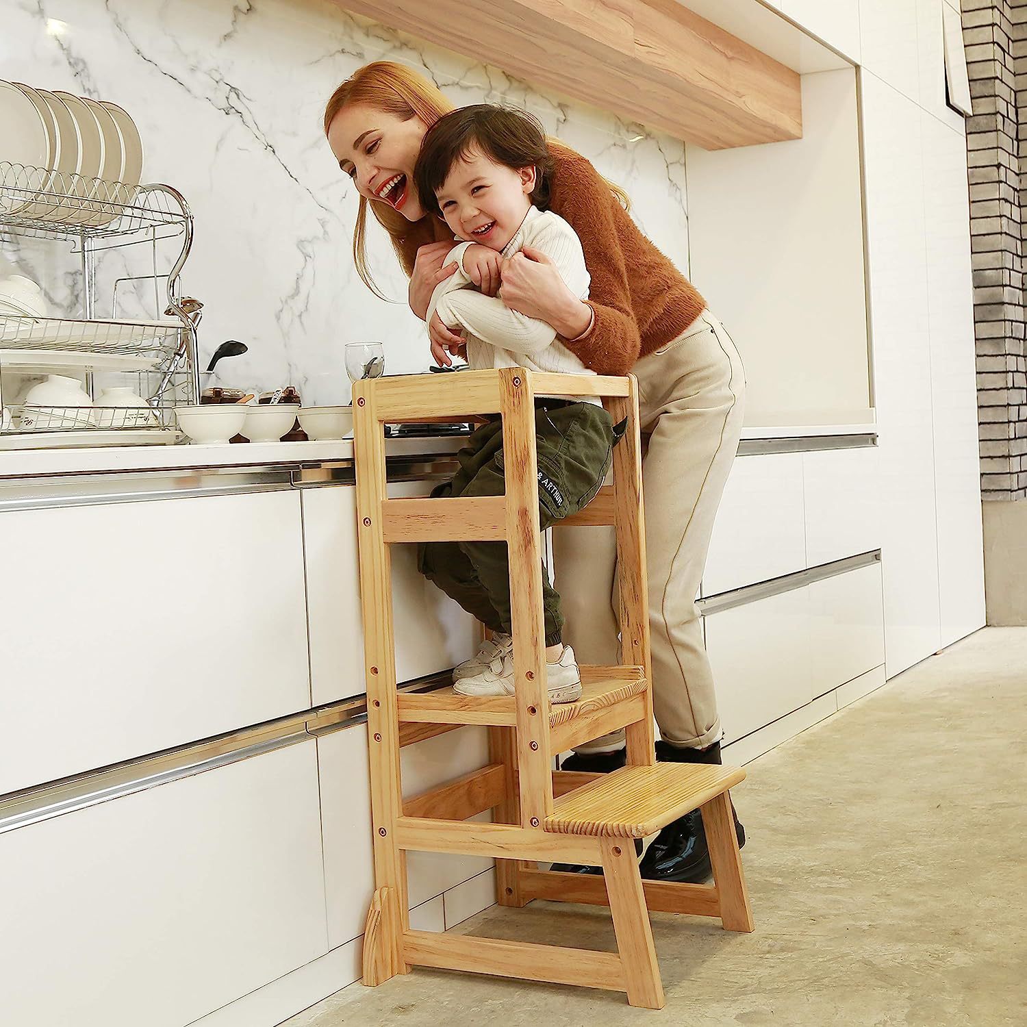 Adjustable Height Ladder Stool - Toddler Learning Tower ulasan dan harga