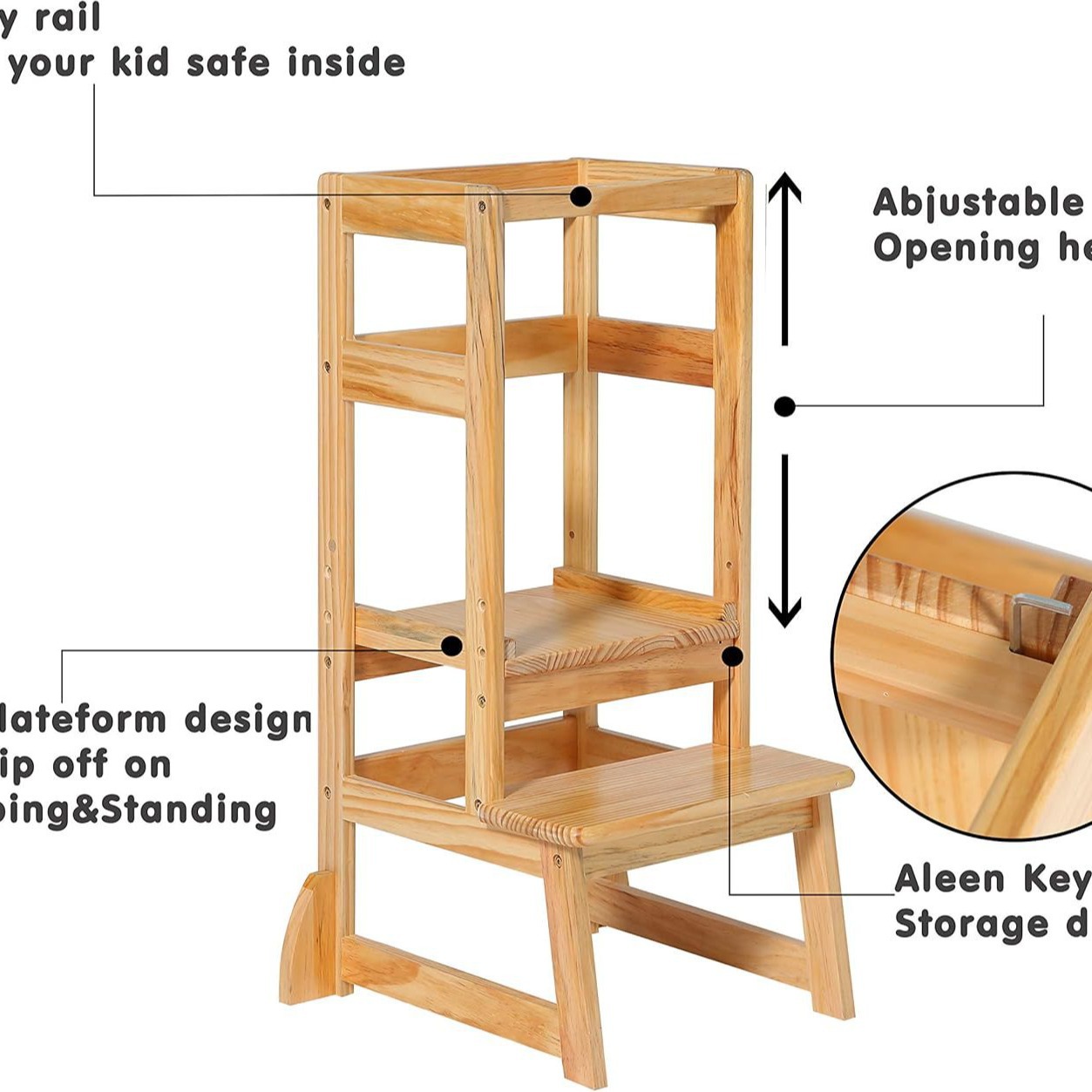 Adjustable Height Ladder Stool - Toddler Learning Tower ulasan dan harga