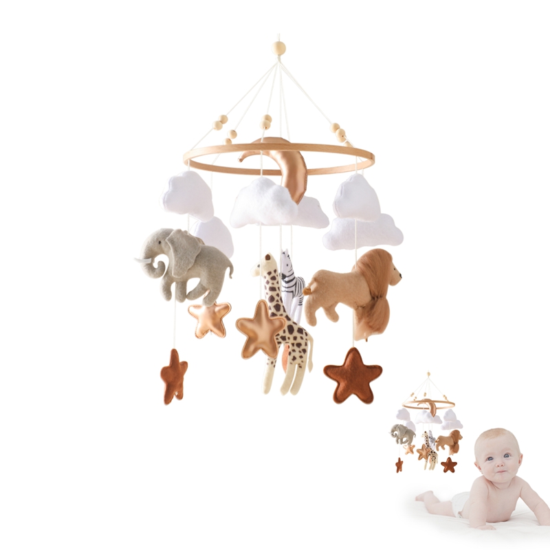Crib Mobile Bed Bell Wooden Ba - Baby Rattle Toy Set ulasan dan harga