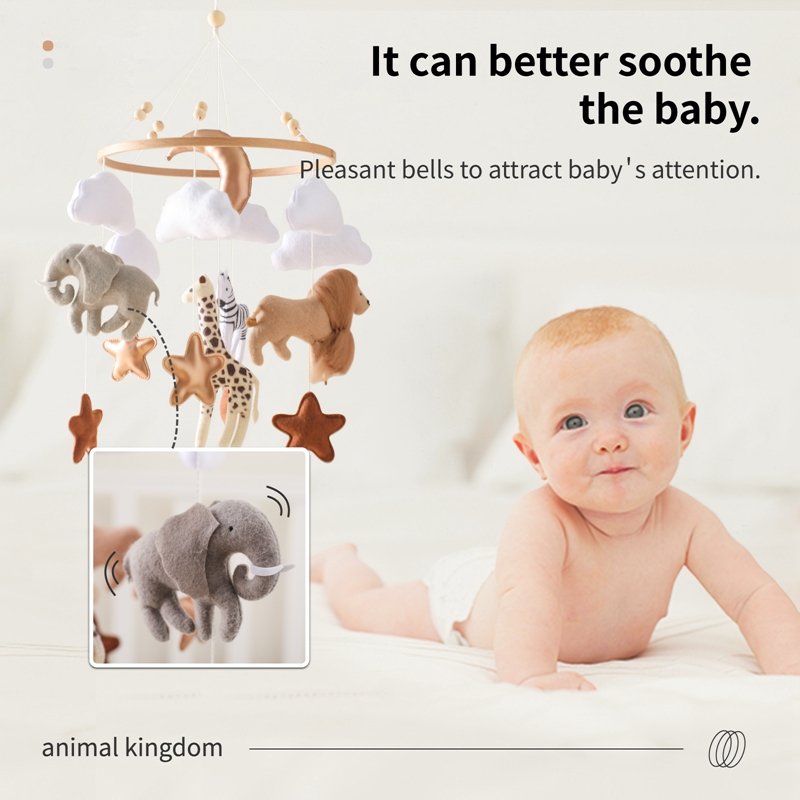 Crib Mobile Bed Bell Wooden Ba - Baby Rattle Toy Set ulasan dan harga