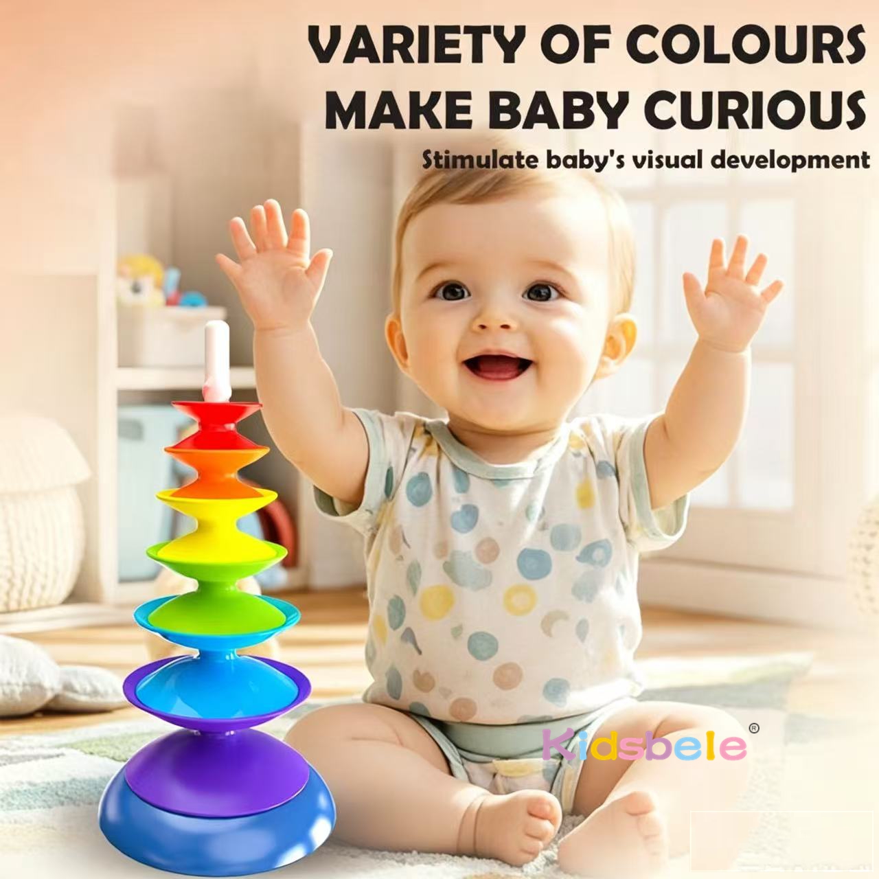 Rainbow Spinning Stacking Toy  - Toddler Learning Tower ulasan dan harga