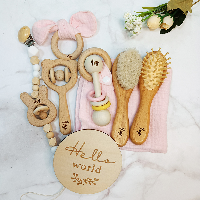 8pcs Custom Name Newborn Bath  - Baby Rattle Toy Set ulasan dan harga